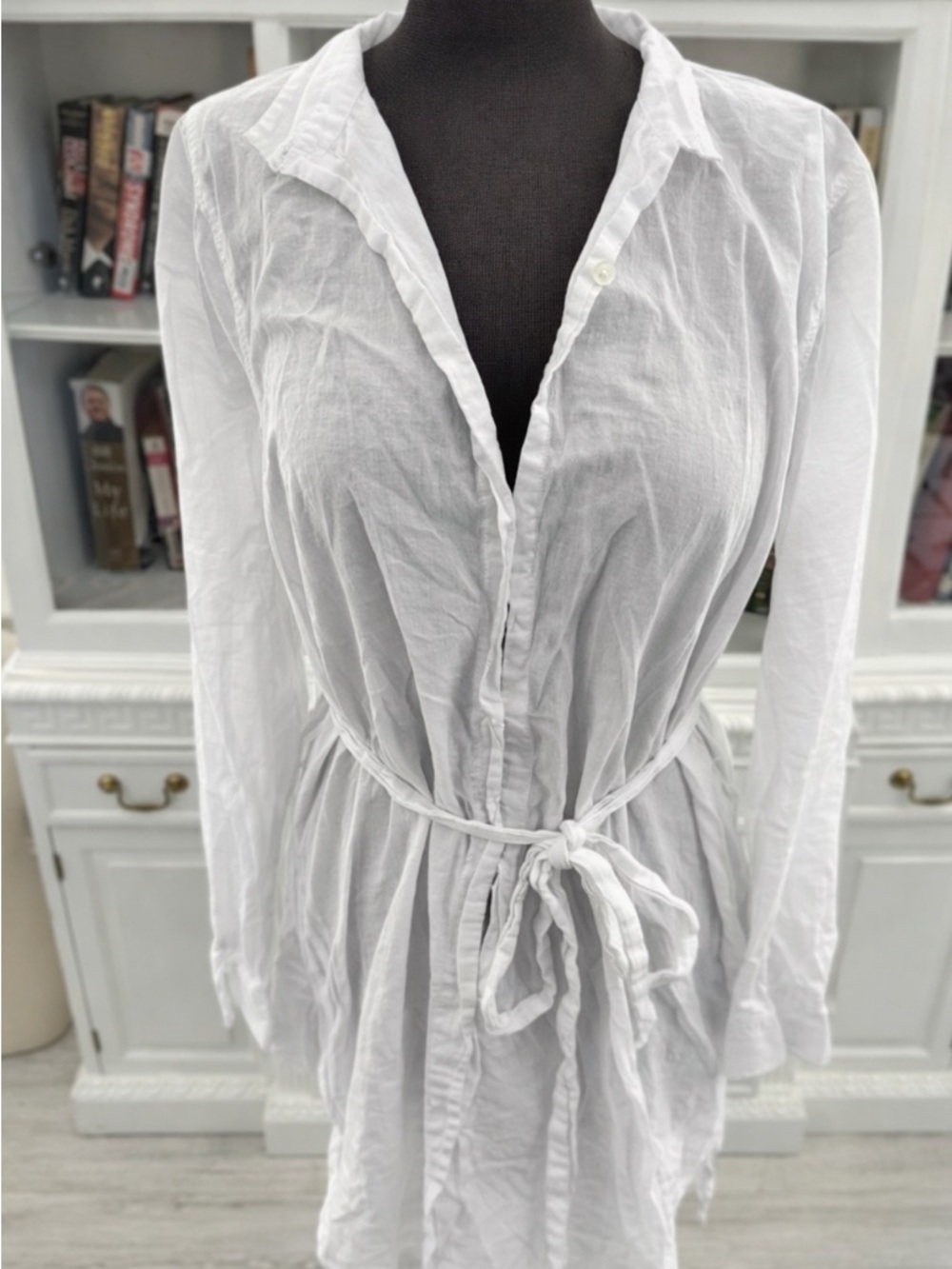 J.Crew White Swim Cover-Up Dress – Tie Waist – Size Large